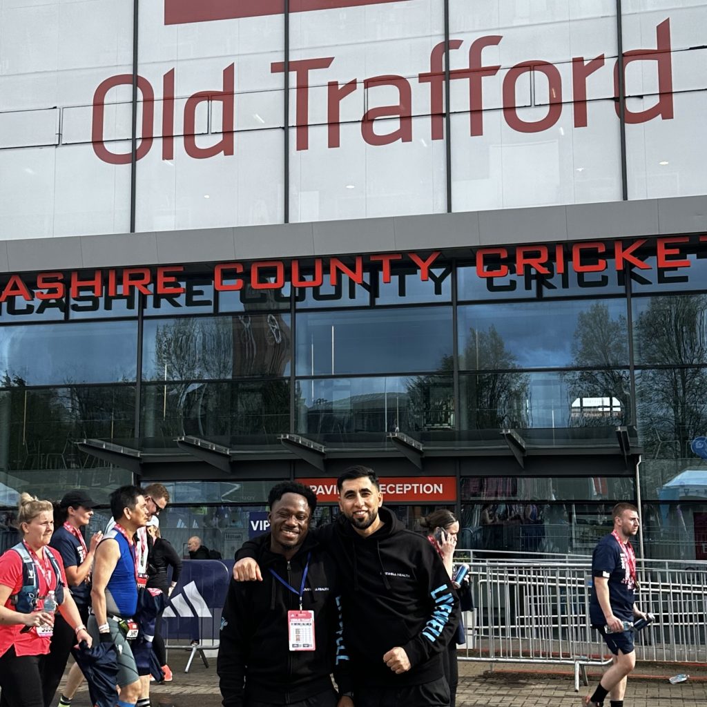 Marvin and Amad at the Manchester Marathon doing Sports Massage